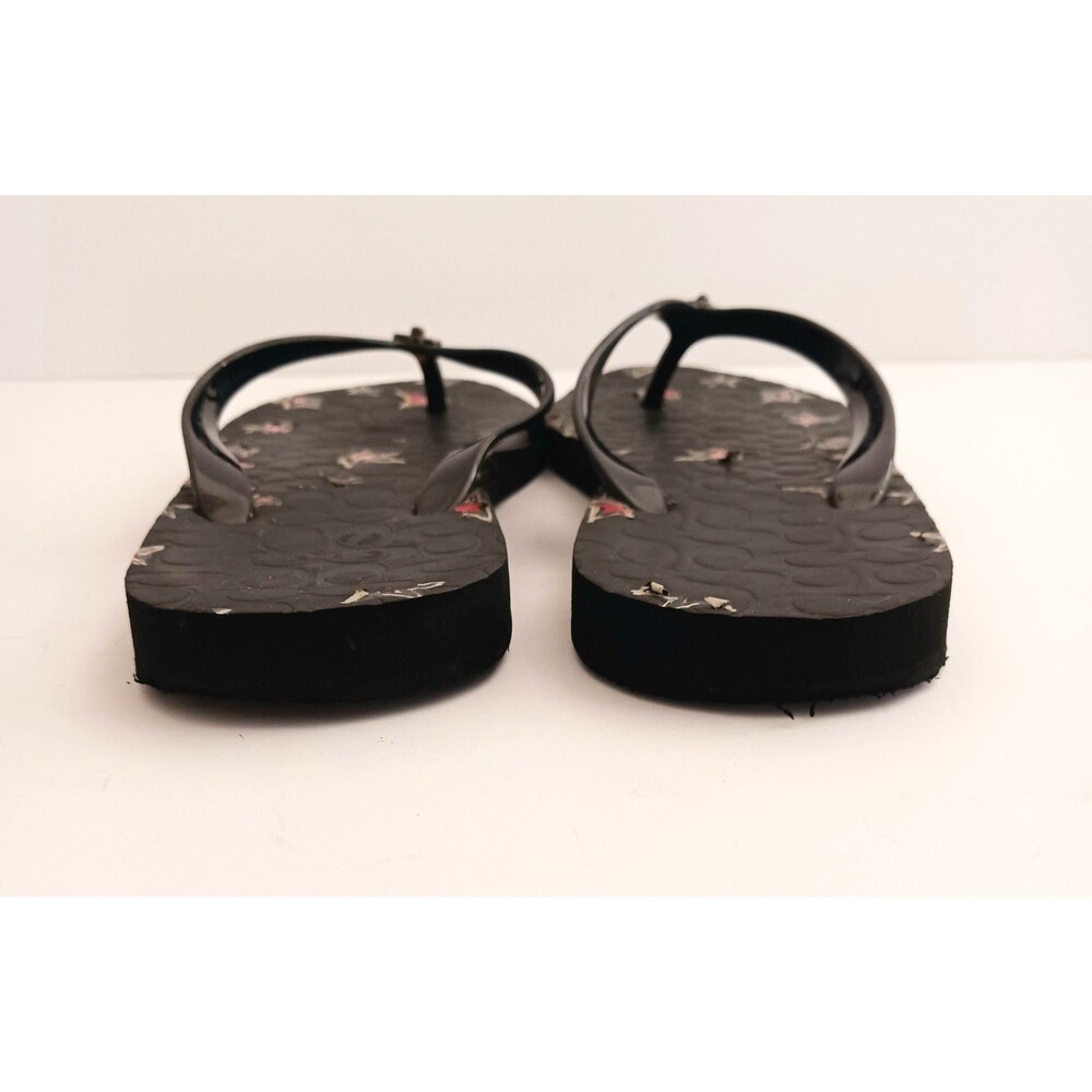 Coach Abbigail Turnlock Flip Flops Black C Logo Embossed Insole w Stars Sz 9 - Picture 4 of 9